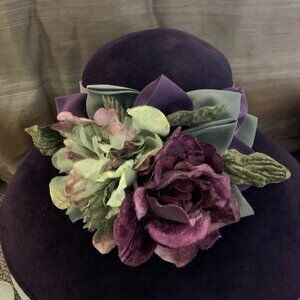Purple Wool Felt Hat- Louise Green
